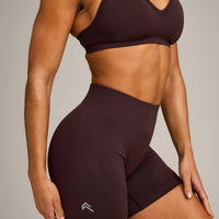 EnhanceLift™ Seamless Shorts with Grey Logo | Plum Brown