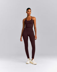 EnhanceLift™ Seamless Strappy Racer Tank Top with Built in Bra New Branding | Plum Brown