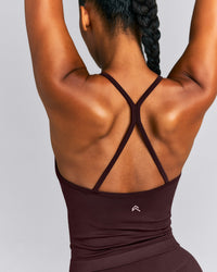 EnhanceLift™ Seamless Strappy Racer Tank Top with Built in Bra New Branding | Plum Brown