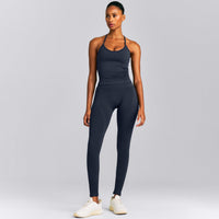 EnhanceLift™ Seamless Strappy Racer Tank Top with Built in Bra New Branding | True Blue