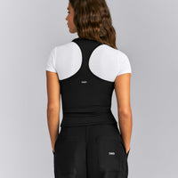Fitted Cotton Racer Tank | Black