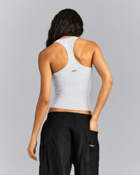 Fitted Cotton Racer Tank | Light Gray Marl