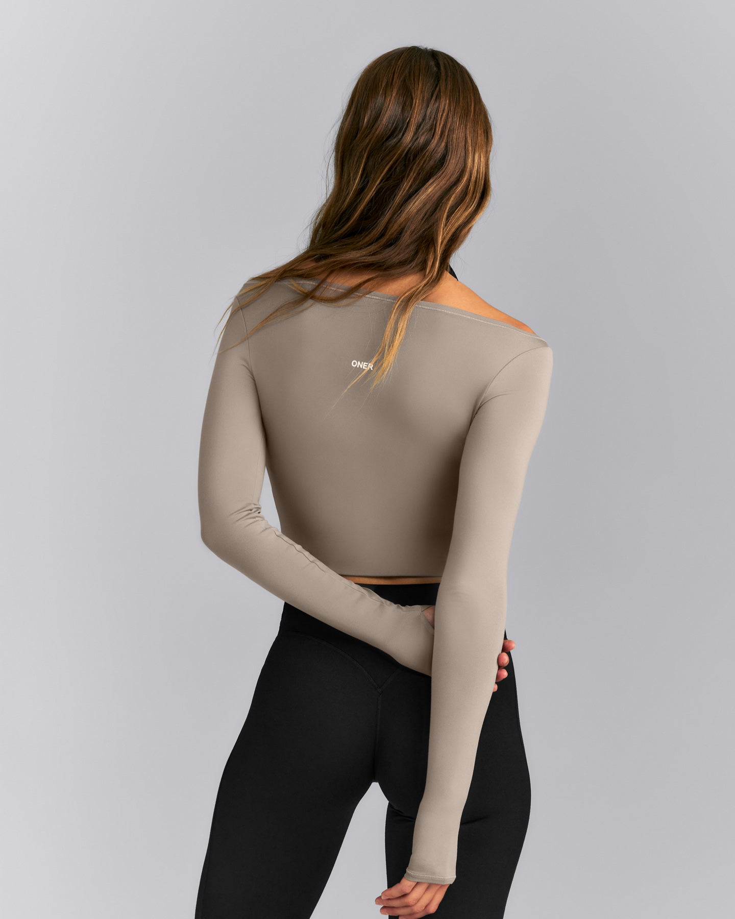 FormeSoft™ Fitted Off-The-Shoulder Long Sleeve Top | Washed Minky