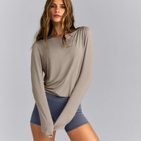 FormeSoft™ Relaxed Slash Neck Long Sleeve Top | Washed Minky