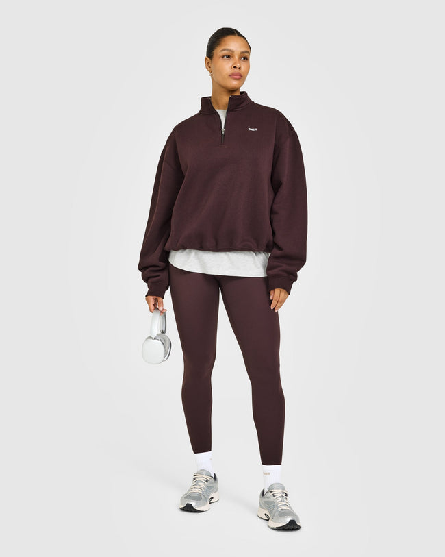 Foundations 1/4 Zip Sweatshirt with Grey Logo | Plum Brown