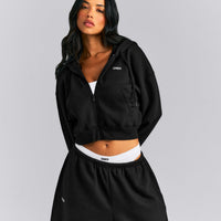 Foundations All Season Cropped Zip Through Hoodie New Branding | Black