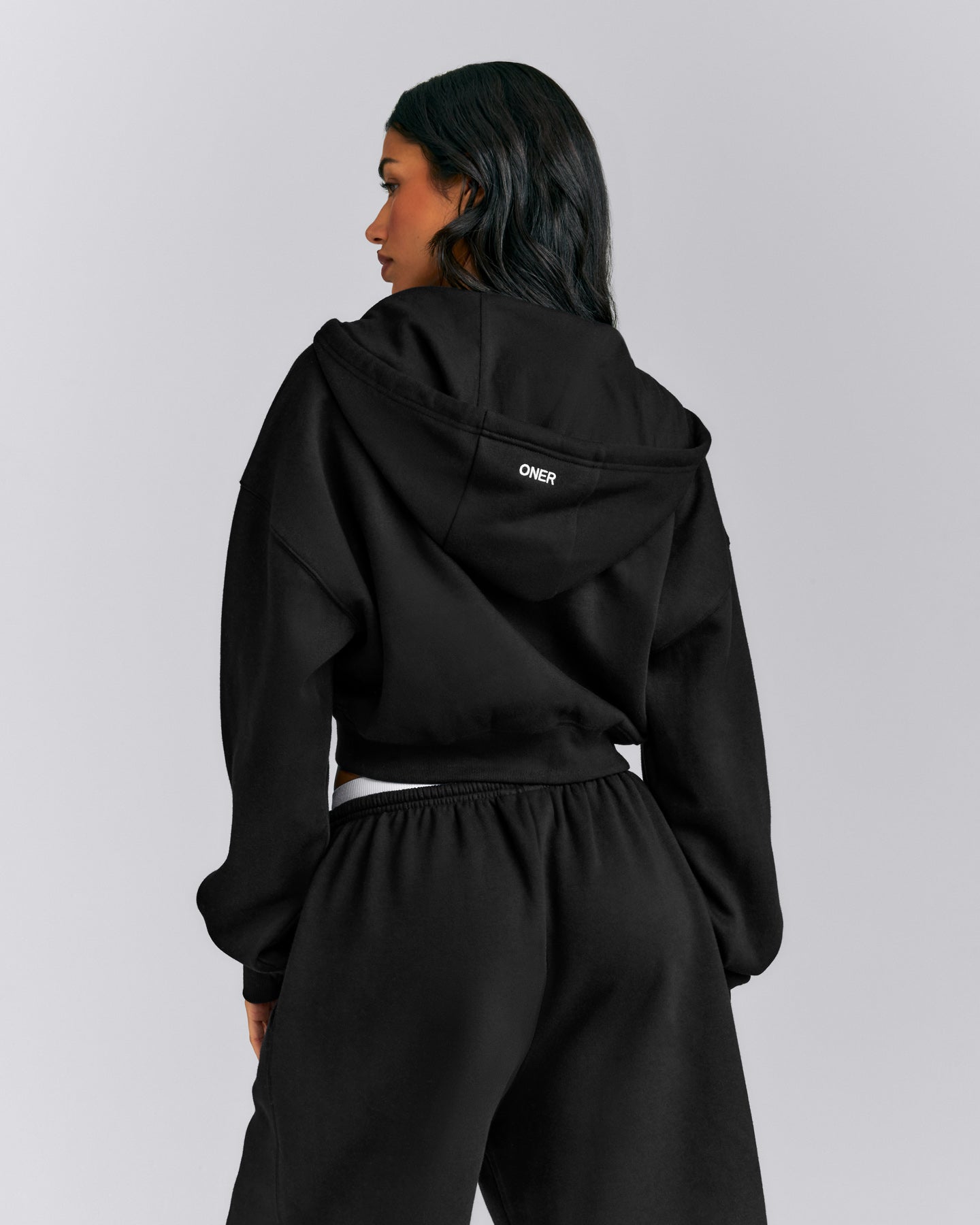 Foundations All Season Cropped Zip Through Hoodie New Branding | Black