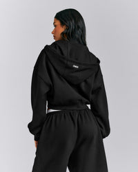 Foundations All Season Cropped Zip Through Hoodie New Branding | Black