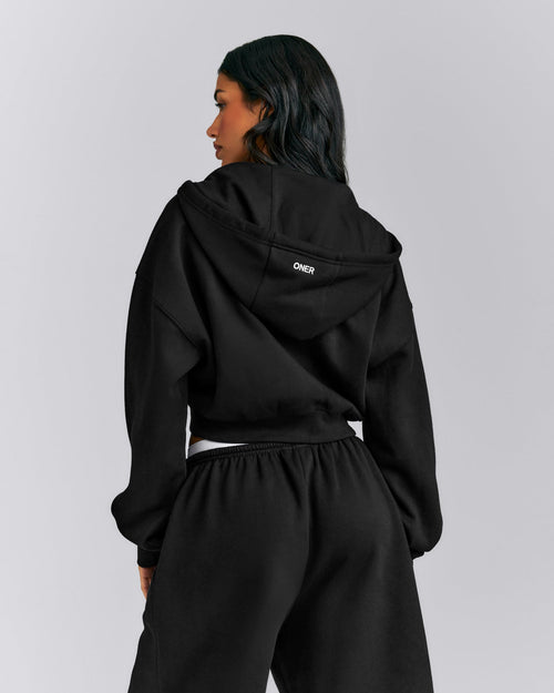 Foundations All Season Cropped Zip Up Hoodie New Branding | Black
