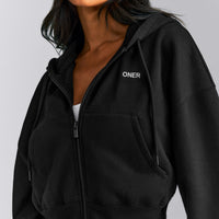 Foundations All Season Cropped Zip Through Hoodie New Branding | Black
