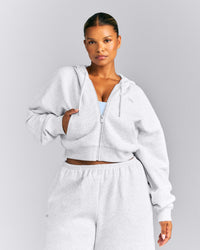 Foundations All Season Cropped Zip Up Hoodie | Gray Marl