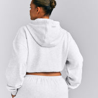 Foundations All Season Cropped Zip Up Hoodie | Gray Marl