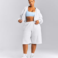 Foundations All Season Cropped Zip Up Hoodie | Gray Marl