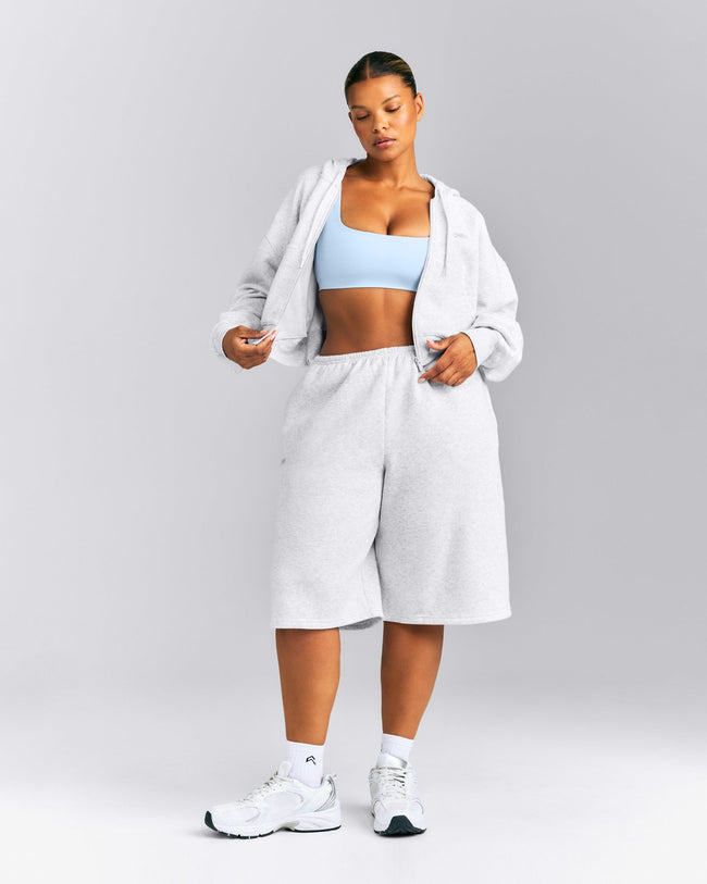 Foundations All Season Cropped Zip Up Hoodie | Gray Marl