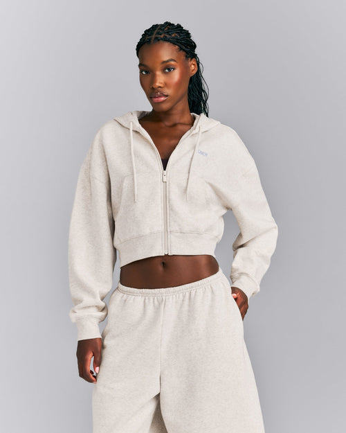 Foundations All Season Cropped Zip Up Hoodie New Branding | Oat Marl