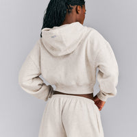 Foundations All Season Cropped Zip Up Hoodie | Oat Marl