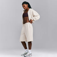 Foundations All Season Cropped Zip Up Hoodie | Oat Marl