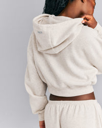 Foundations All Season Cropped Zip Up Hoodie | Oat Marl