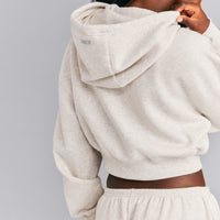 Foundations All Season Cropped Zip Up Hoodie | Oat Marl