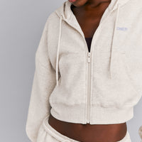 Foundations All Season Cropped Zip Up Hoodie | Oat Marl