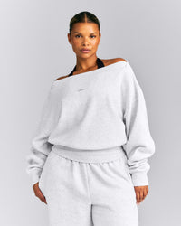 Foundations All Season Crossover Boat Neck Sweatshirt New Branding | Grey Marl