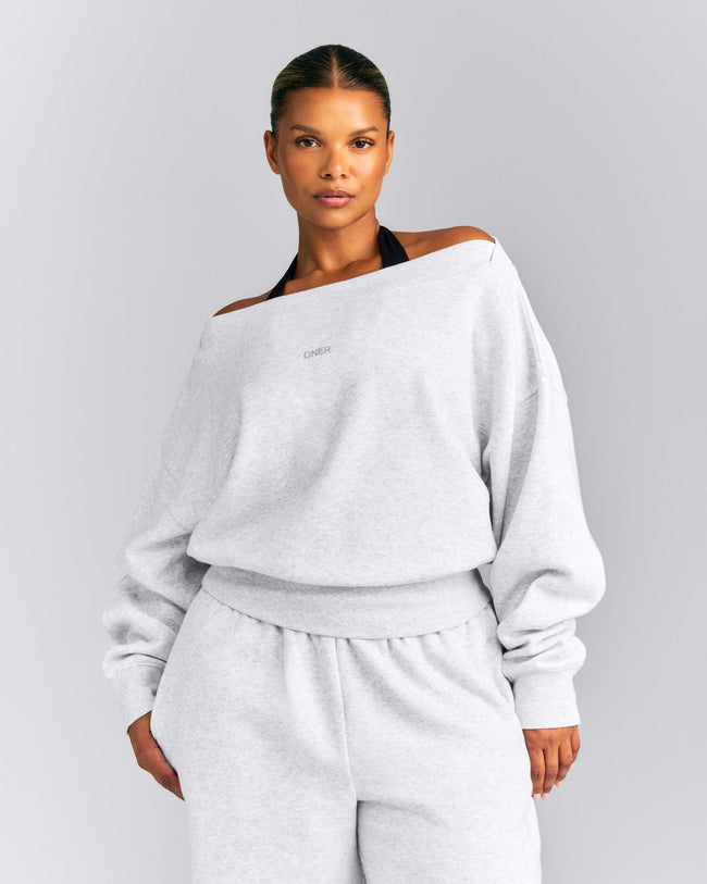 Foundations All Season Crossover Boat Neck Sweatshirt New Branding | Grey Marl
