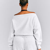 Foundations All Season Crossover Boat Neck Sweatshirt New Branding | Grey Marl