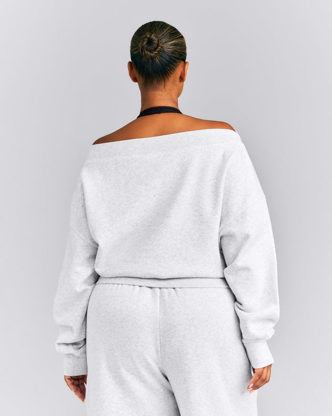 Foundations All Season Crossover Boat Neck Sweatshirt New Branding | Grey Marl