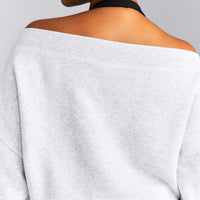 Foundations All Season Crossover Boat Neck Sweatshirt New Branding | Grey Marl