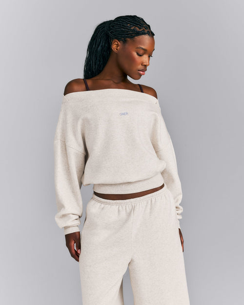Foundations All Season Crossover Boat Neck Sweatshirt New Branding | Oat Marl