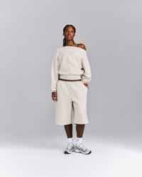 Foundations All Season Crossover Boat Neck Sweatshirt | Oat Marl