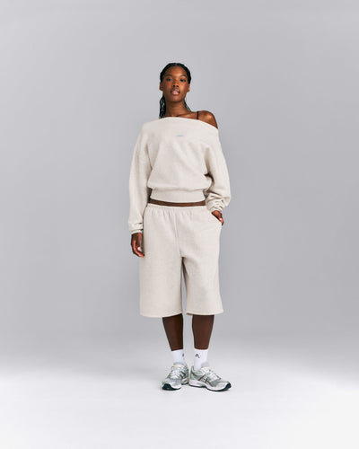 Foundations All Season Crossover Boat Neck Sweatshirt | Oat Marl