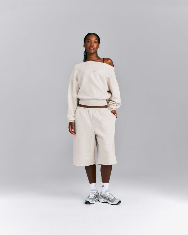 Foundations All Season Crossover Boat Neck Sweatshirt | Oat Marl