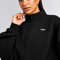 Foundations Cosy 1/4 Zip Sweatshirt | Black