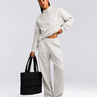 Foundations Cosy 1/4 Zip Sweatshirt | Light Grey Marl