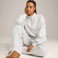 Foundations Cosy 1/4 Zip Sweatshirt | Light Grey Marl