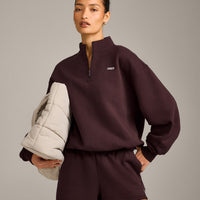 Foundations Cosy 1/4 Zip Sweatshirt | Plum Brown