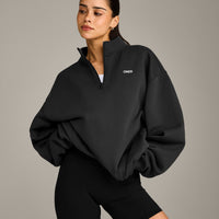 Foundations Cosy 1/4 Zip Sweatshirt | Soft Black