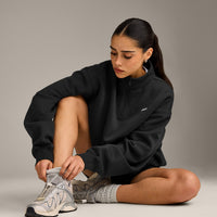 Foundations Cosy 1/4 Zip Sweatshirt | Soft Black