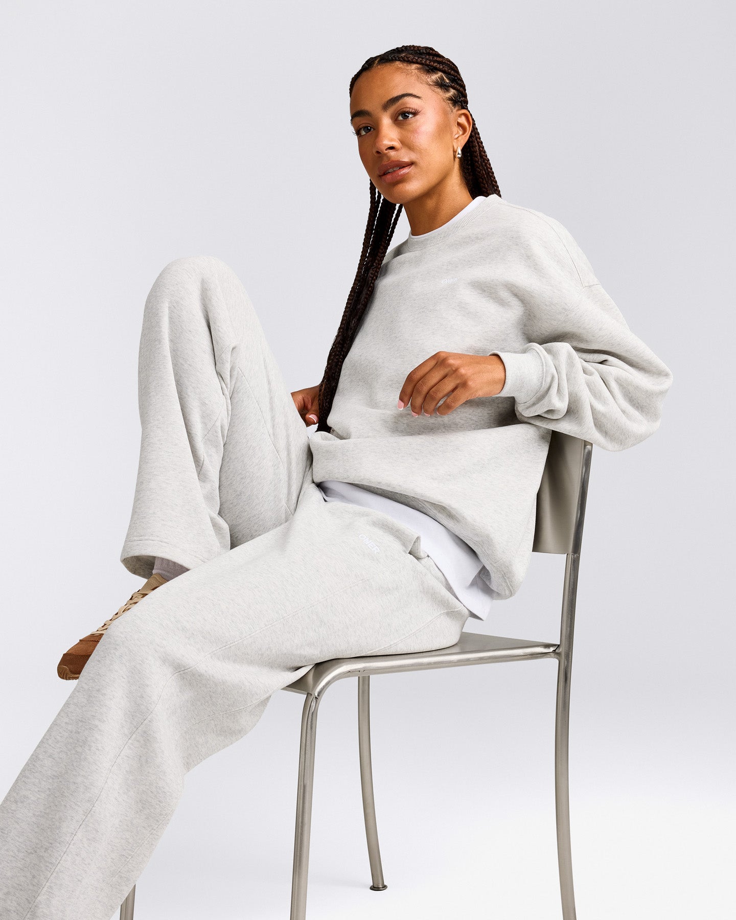 Foundations Cosy Crew Neck Sweatshirt | Light Gray Marl