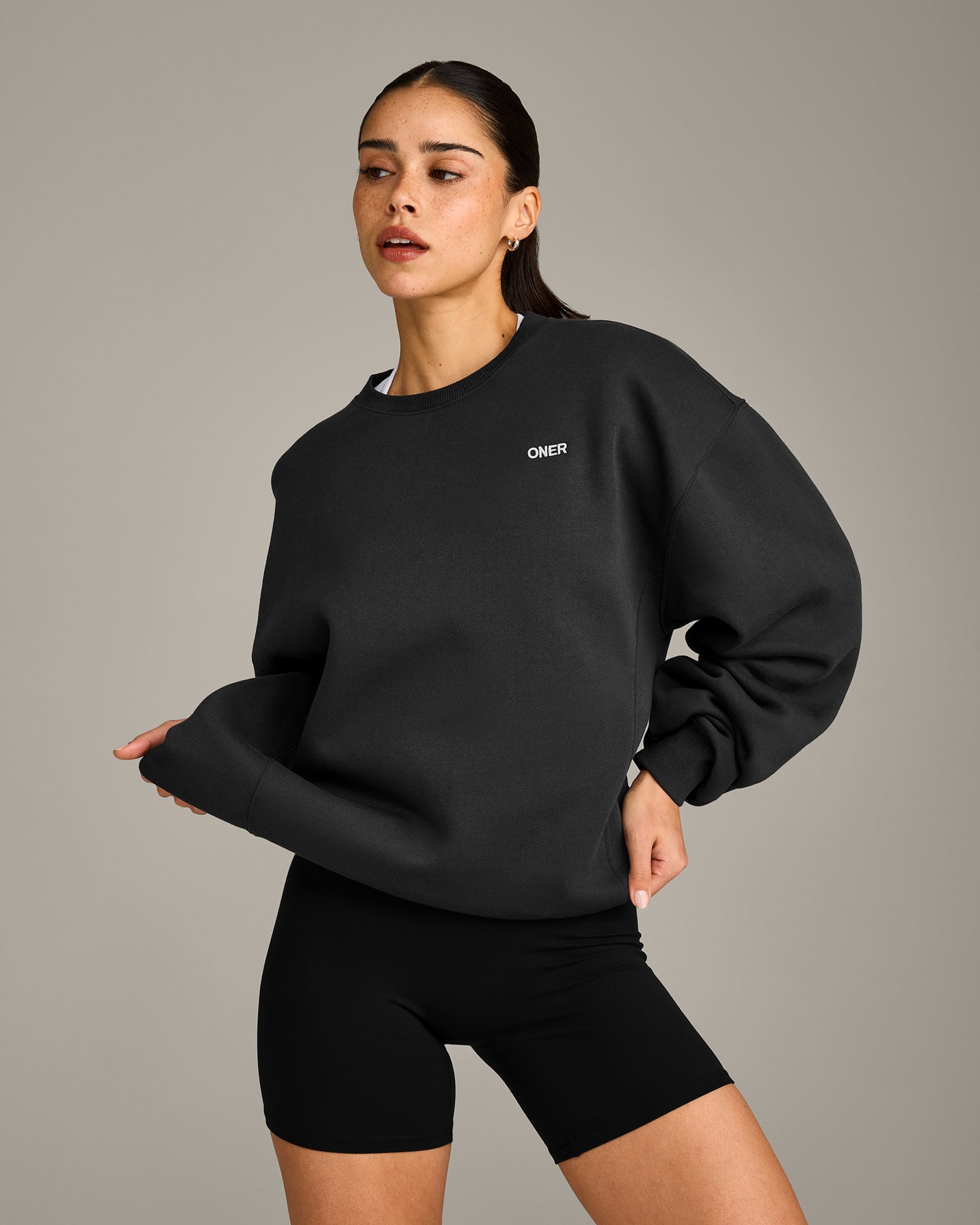 Foundations Cosy Crew Neck Sweatshirt | Soft Black