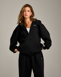Foundations Cosy Oversized Zip Through Hoodie | Black