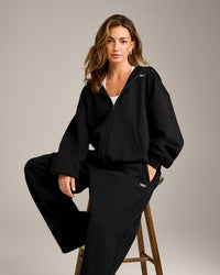 Foundations Cosy Oversized Zip Through Hoodie | Black