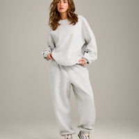 Foundations Cosy Oversized Joggers | Light Grey Marl
