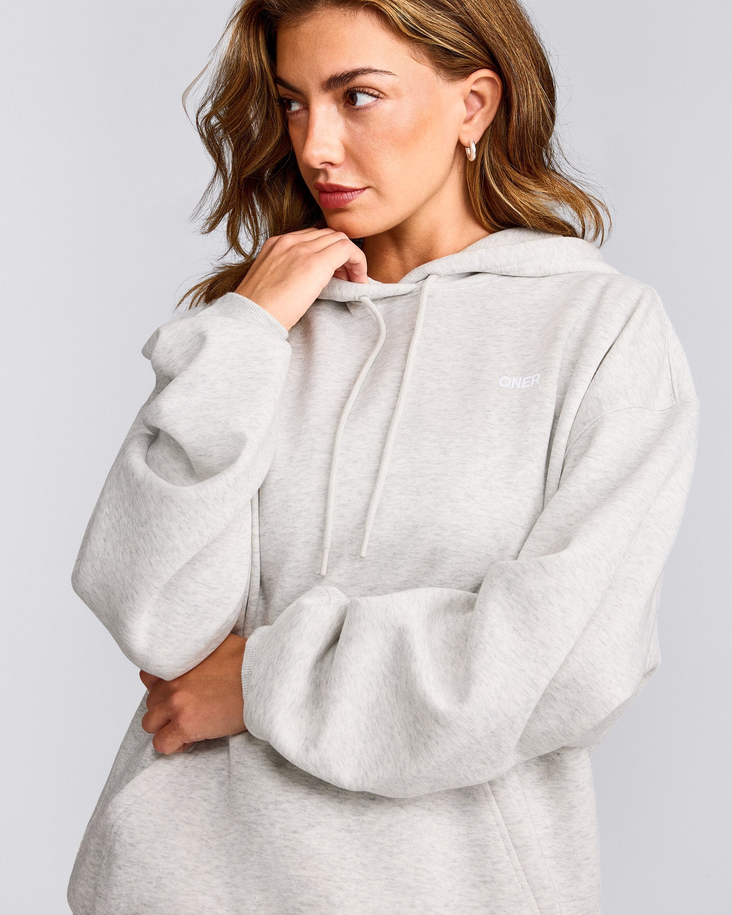 Foundations Cosy Oversized Hoodie | Light Grey Marl