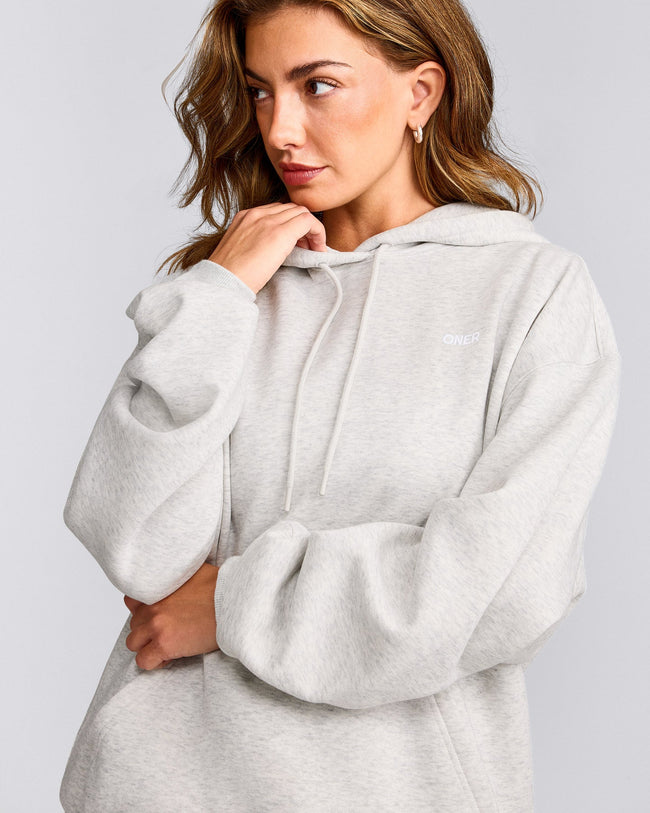 Foundations Cosy Oversized Hoodie | Light Grey Marl