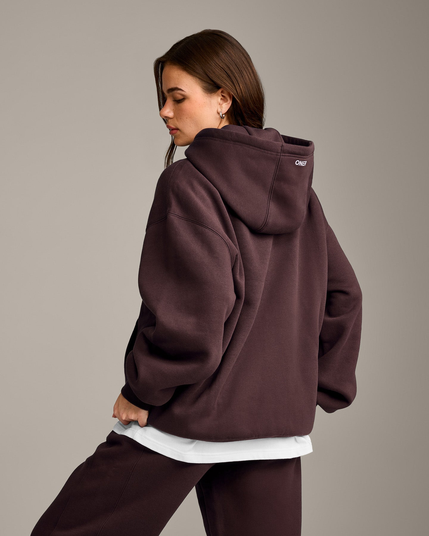 Foundations Cosy Oversized Hoodie | Plum Brown