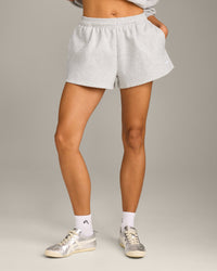 Foundations Cosy Oversized Shorts | Light Grey Marl