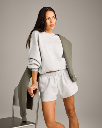 Foundations Cosy Oversized Shorts | Light Grey Marl