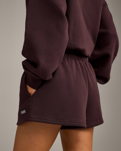 Foundations Cosy Oversized Shorts | Plum Brown